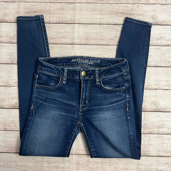 American Eagle Super Stretch Jegging Jeans Women's Size 4 Dark Wash Skinny Fit - Picture 1 of 11